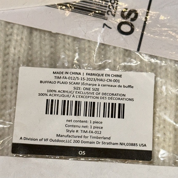 Timberland Buffalo Plaid Wheat Gold/White Women’s Scarf NWT - Picture 8 of 10